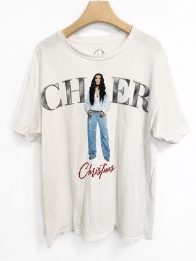 Cher T-Shirt Christmas Large White Urban Outfitters Mens